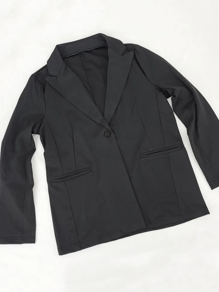 Two Piece Long Sleeve Blazer Shorts Pant Set