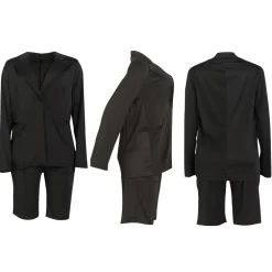 Two Piece Long Sleeve Blazer Shorts Pant Set