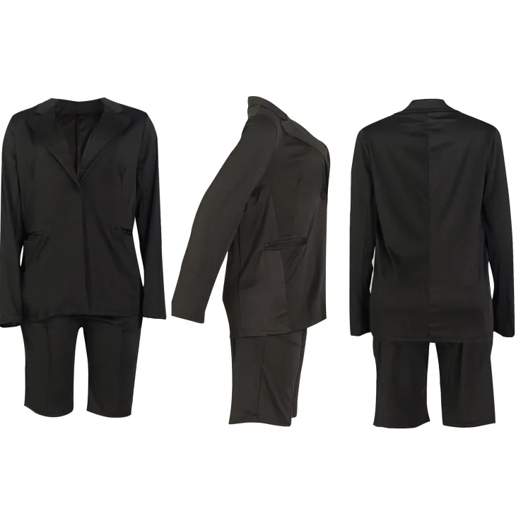 Two Piece Long Sleeve Blazer Shorts Pant Set