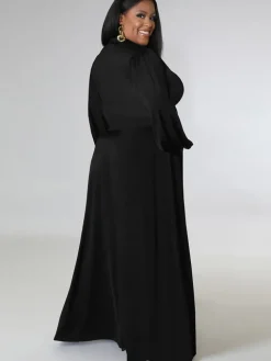 Two Piece Long Sleeve Crop Top Maxi Skirts