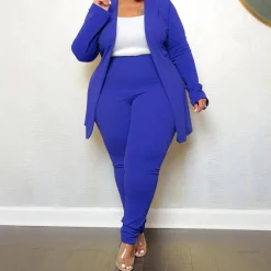 Two Piece Long Sleeve Jacket Bodycon Pants