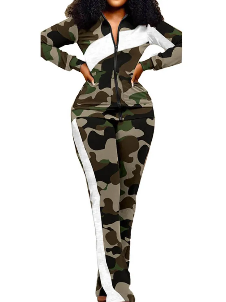 Two Piece Long Sleeve Printed Jacket Pants