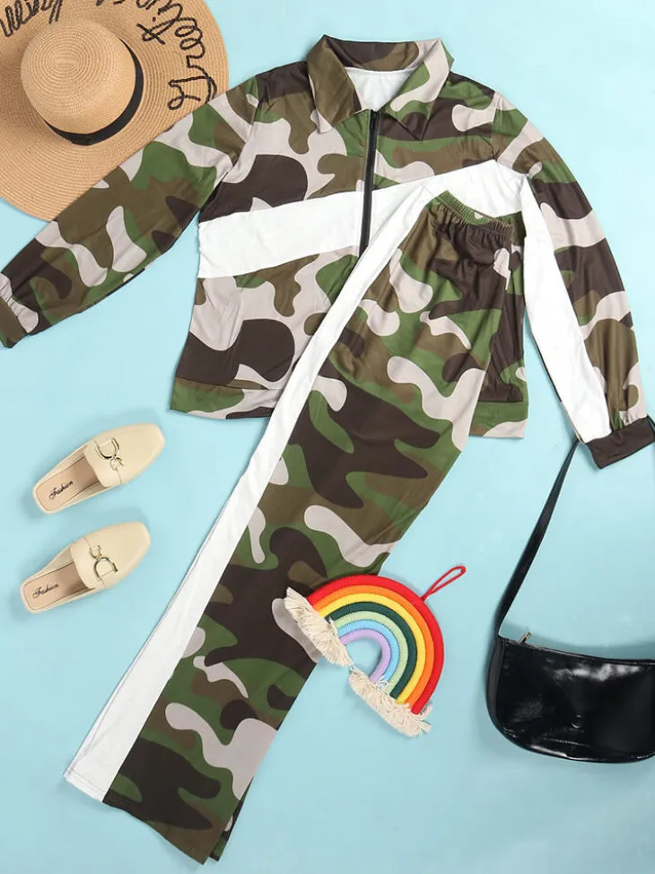 Two Piece Long Sleeve Printed Jacket Pants