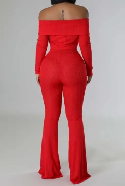 Two Piece Off Shoulder Top Flare Pants