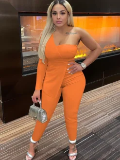 Two Piece One Shoulder Backless Outfits