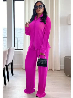 Two Piece Pleated Long Sleeve u0026 Long Pants