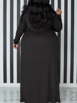 Two Piece Plus Size Solid Color Tube Dress Cardigan Set