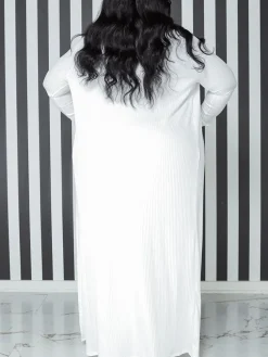 Two Piece Plus Size Solid Color Tube Dress Cardigan Set