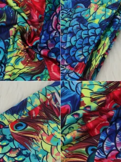 Two Piece Print Jacket High Footless Stockings Set