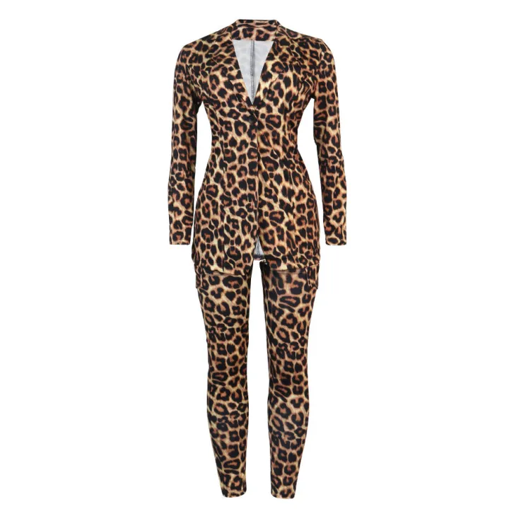 Two Piece Print Jacket High Footless Stockings Set