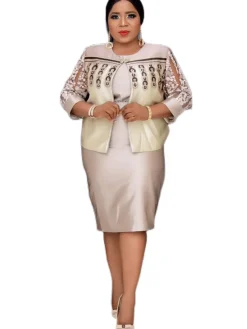 Two Piece Printed Cardigan u0026 Midi Dress