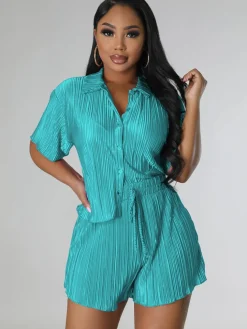 Two Piece Short Sleeve Shirts Shorts