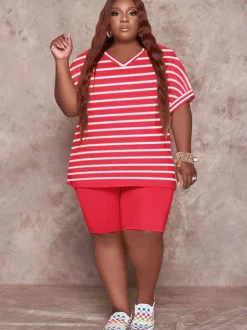 Two Piece Short Sleeve T-Shirt Bodycon Shorts