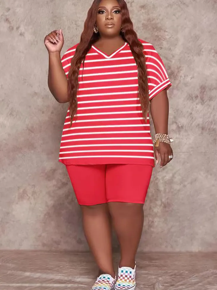 Two Piece Short Sleeve T-Shirt Bodycon Shorts
