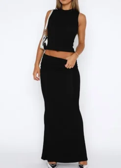 Two Piece Sleeveless Bodycon Top Ruched Skirt