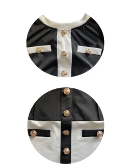Two Pieces Color Block Button Front Skirt Set