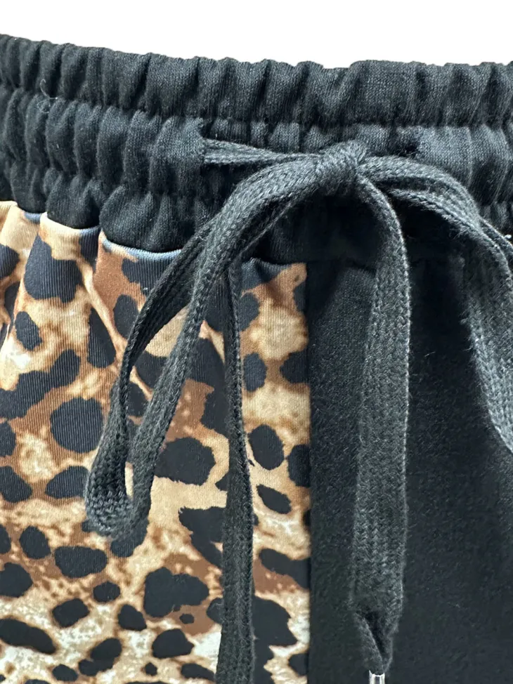 Two Pieces Leopard Patchwork Pants Set