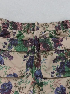 Two Pieces Print Lace-Up Cargo Pants Set