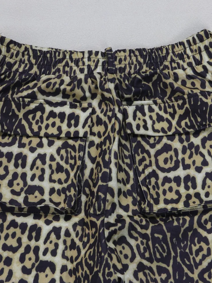 Two Pieces Print Lace-Up Cargo Pants Set