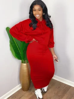 Two Pieces Scoop Neck Rib Crop Top Bodycon Skrit