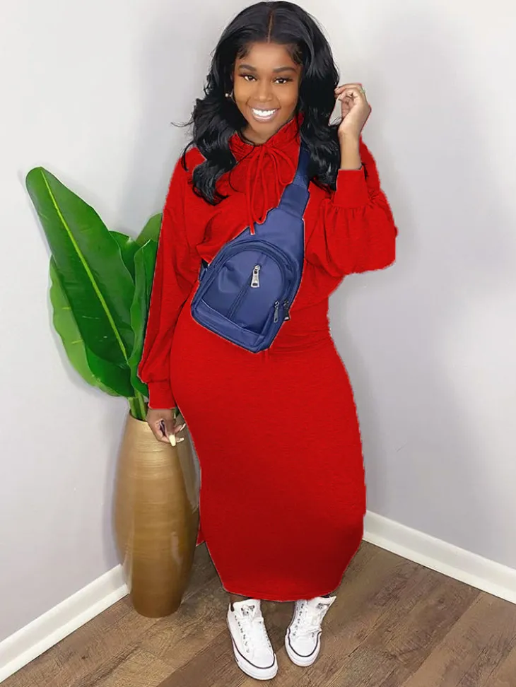 Two Pieces Scoop Neck Rib Crop Top Bodycon Skrit