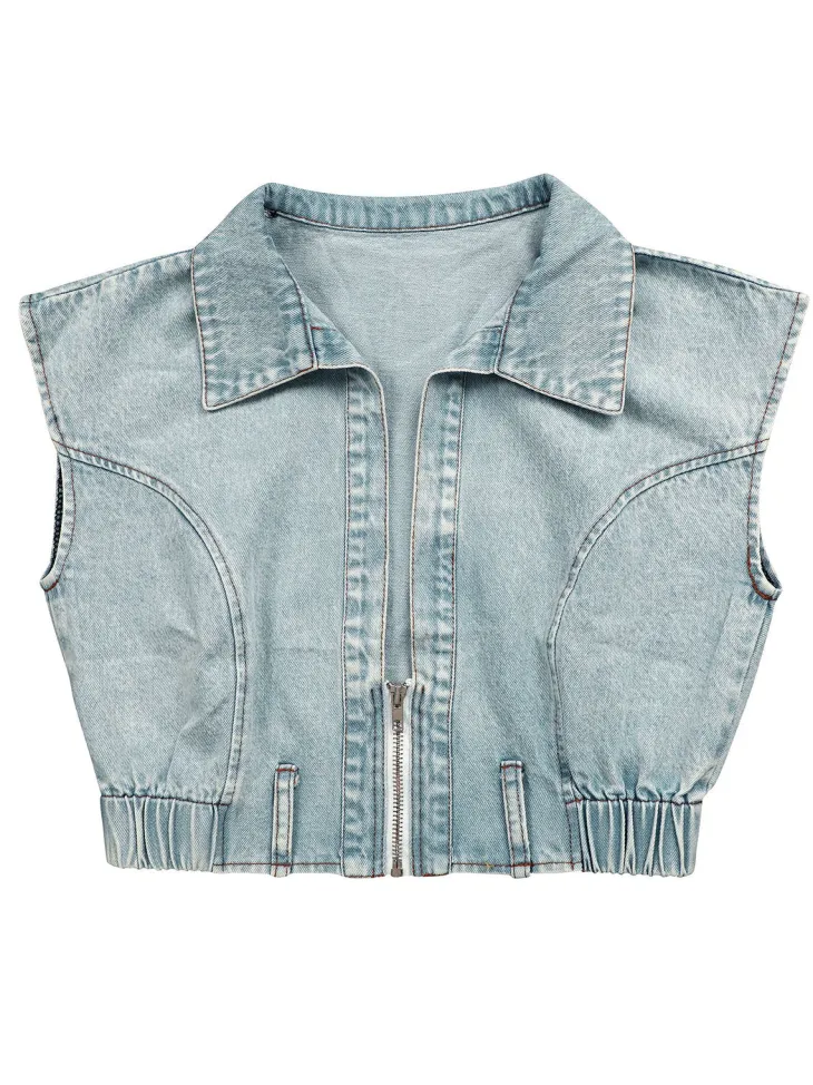 Two Pieces Sleeveless Denim Pants Set