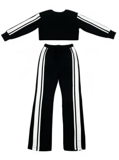 Two Pieces Striped Hoodie Pants Set