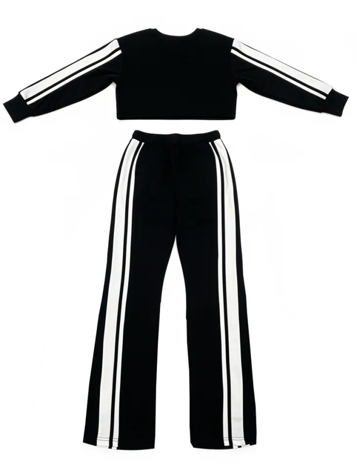 Two Pieces Striped Hoodie Pants Set