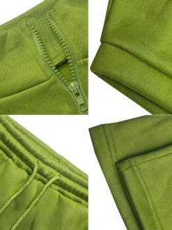Two Pieces Zip Up Drawstring Pants Sets