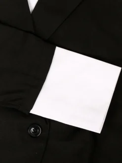 Two-Piece Blazer Shirt Collar Pleated Skirt Set