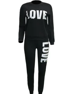 Two-Piece Casual Letter Leopard Print Pants Set