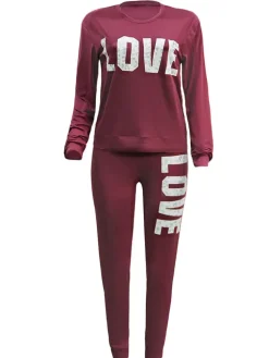 Two-Piece Casual Letter Leopard Print Pants Set