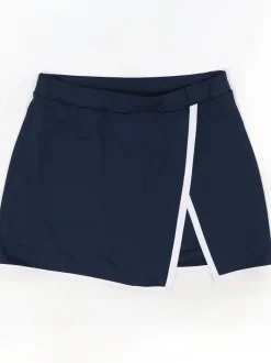 Two-Piece Contrast Trim Crop Top Skirt Shorts Set