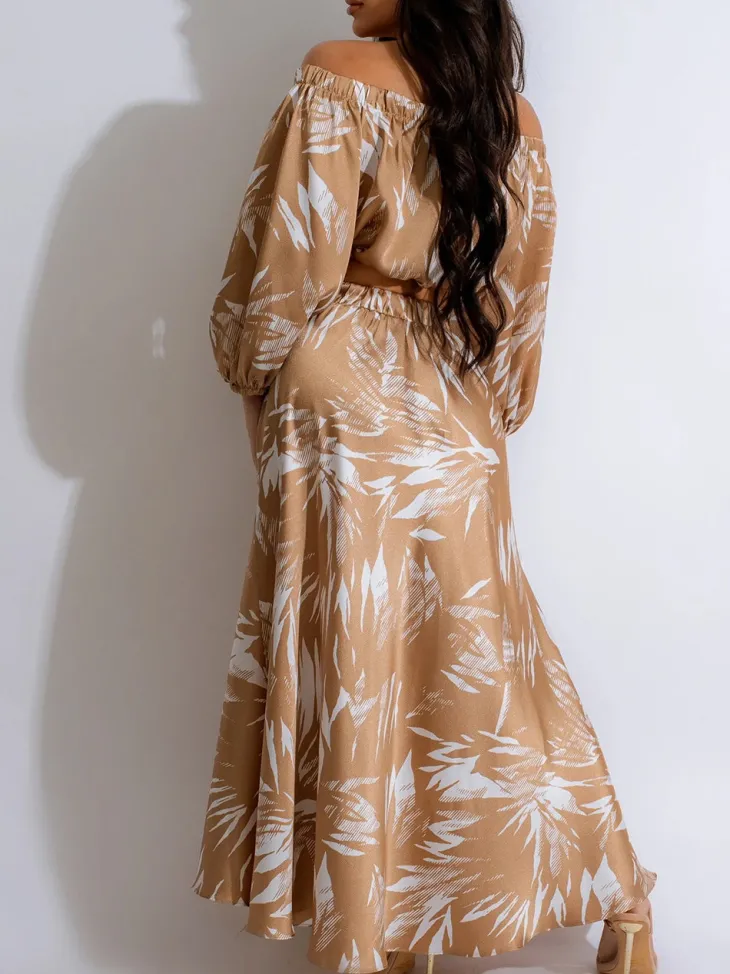 Two-Piece Off-Shoulder Crop Top Skirt Set