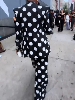 Two-Piece Polka Dot Print Pants Set with Belt