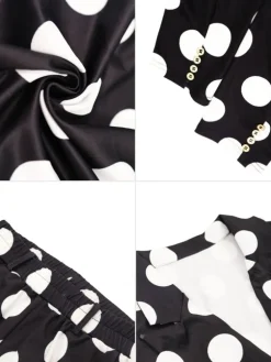 Two-Piece Polka Dot Print Pants Set with Belt