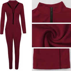 V Neck Long Sleeve Bodycon Jumpsuit