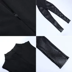 V Neck Sleeveless Bodycon Mesh Jumpsuit