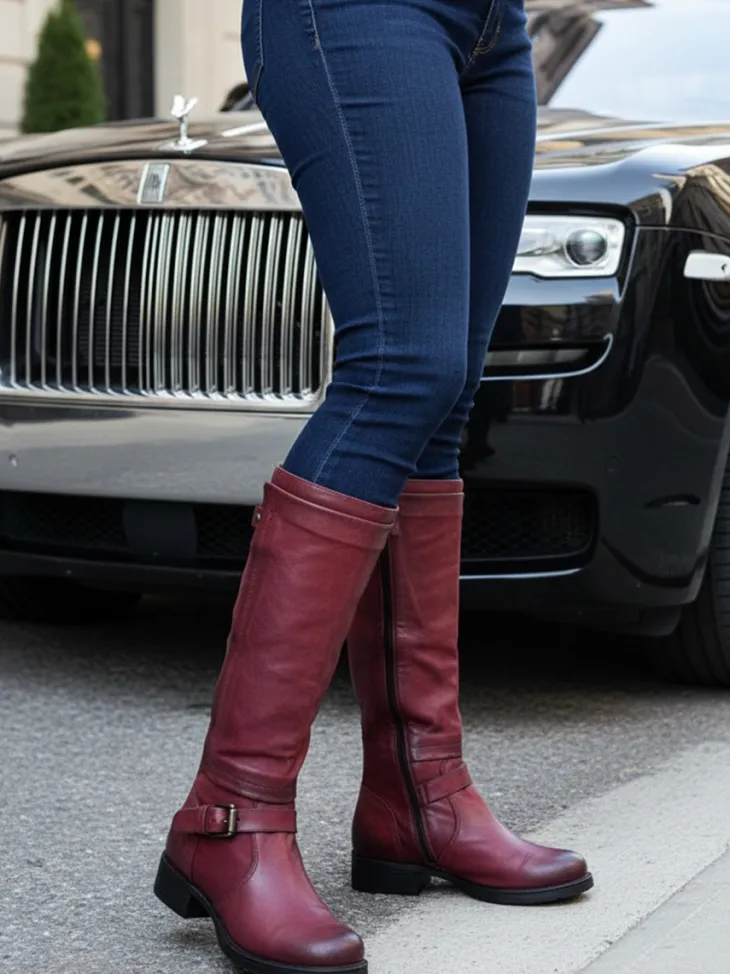 Vintage Buckle Riding Boots