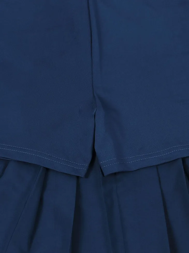 Vintage Tennis Print Sweatshirt Pleated Skirt Set