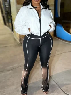 Zip-Up Cropped Jacket Leggings Set